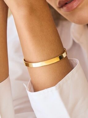 Minimal Gold Cuff Bracelet Adjustable Chain Designer Inspired